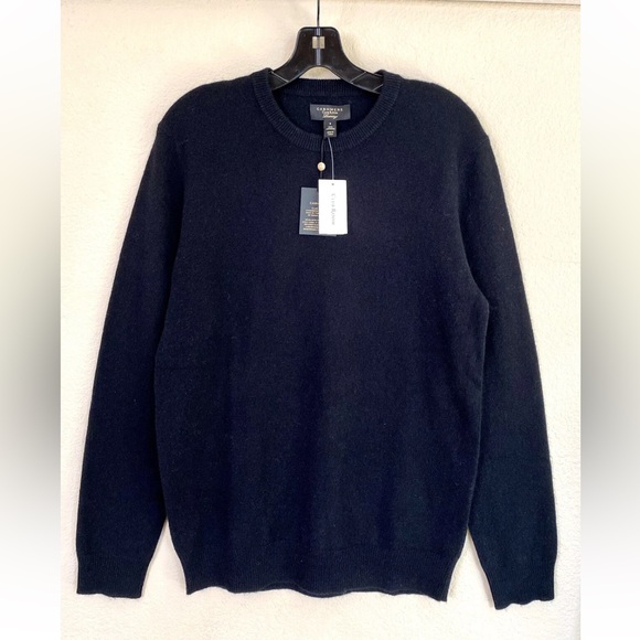NWT Men’s Club Room Black V-Neck 100% Cashmere Sweater Sz Small Rtl $149 2-Ply - Picture 3 of 13